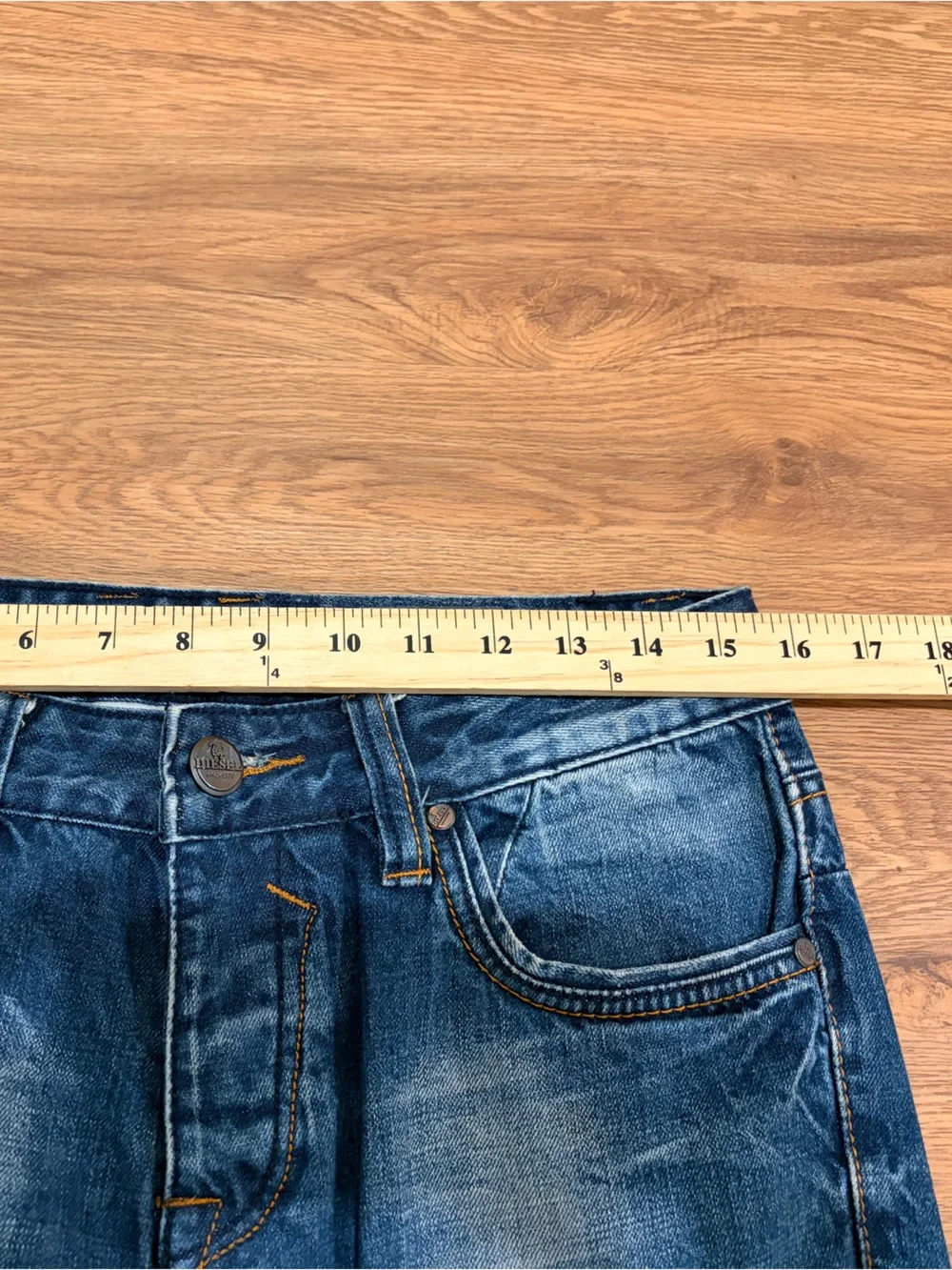 Diesel Italian Denim Blue Distressed Straight-Leg Jeans